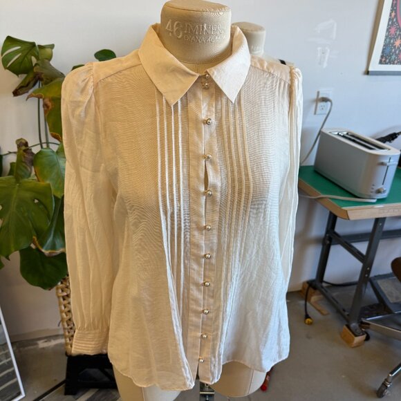 Ever New Hazel Pearl-Button Pintuck Shirt Women's Blouse - Picture 3 of 5